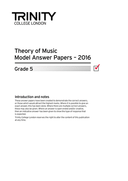 Theory Model Answer Papers 2016: Grade 5