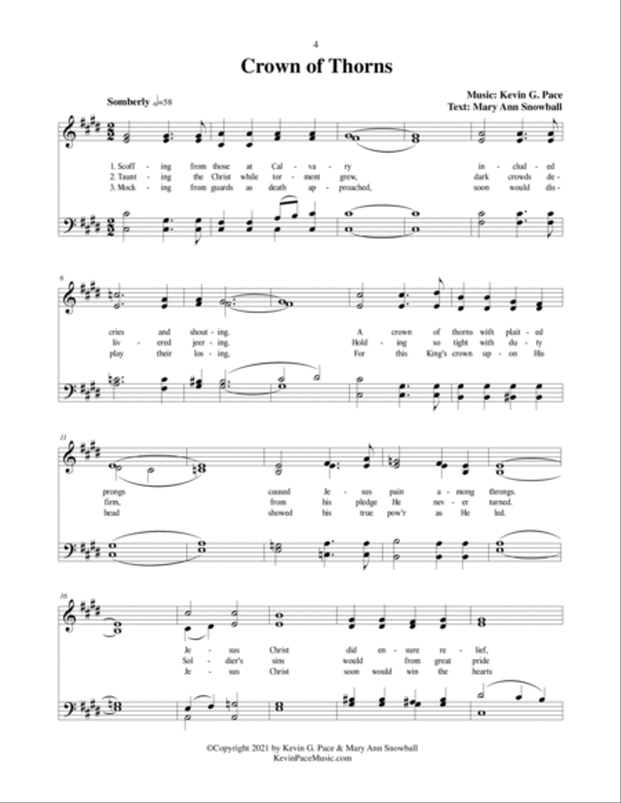 Crown of Thorns, a sacred hymn 4-Part scores gallery preview page 2