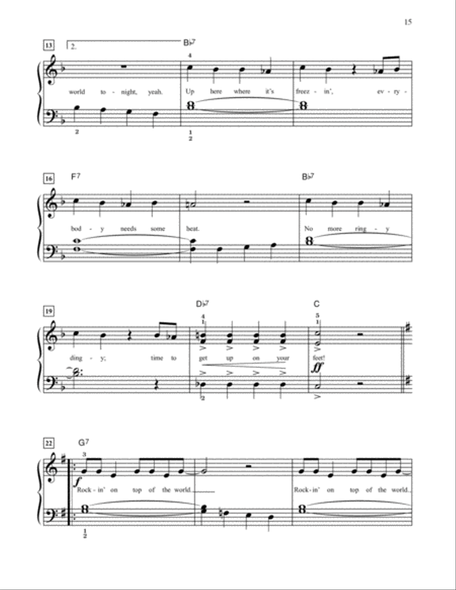 Rockin' On Top Of The World (from The Polar Express) (arr. Carol Matz) Easy Piano scores gallery preview page 2