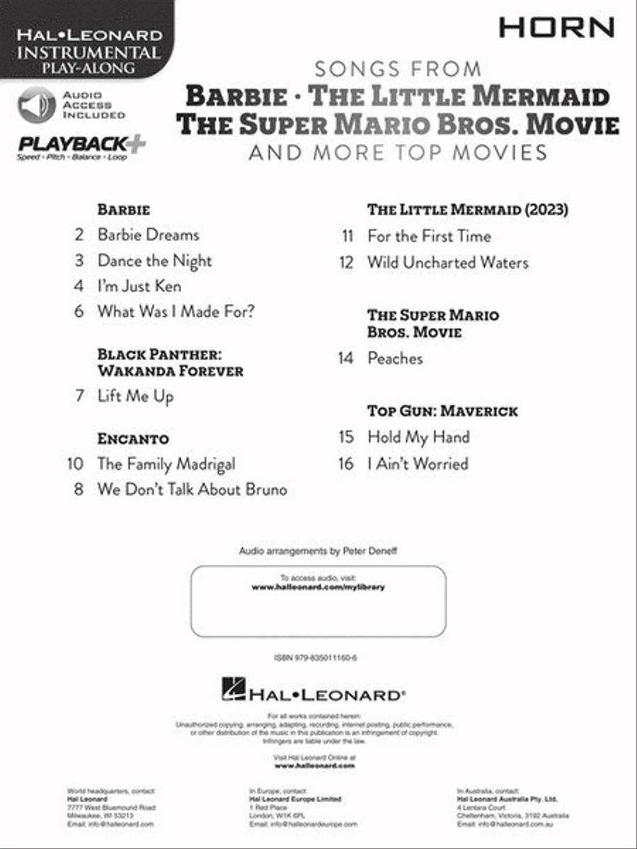 Songs from Barbie, The Little Mermaid, The Super Mario Bros. Movie, and More Top Movies Horn scores gallery preview page 3