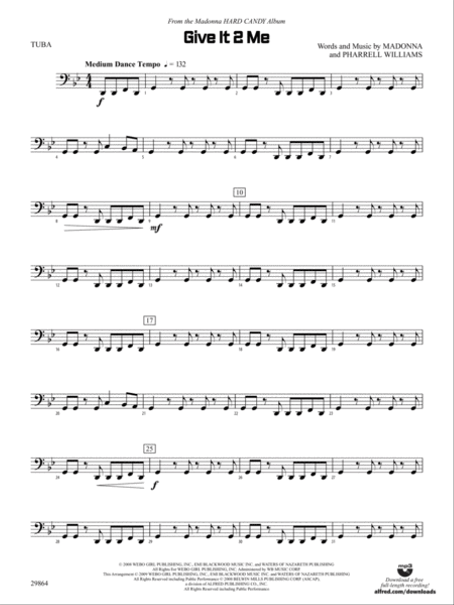Give It 2 Me: Tuba Concert Band scores gallery preview page 1