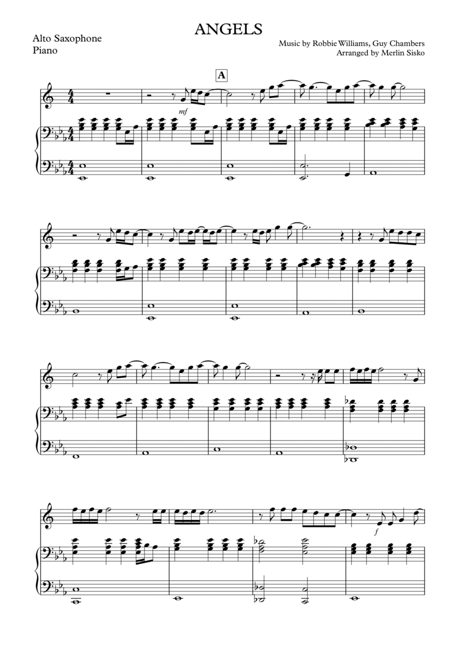Angels Angels Alto Saxophone scores gallery preview page 1