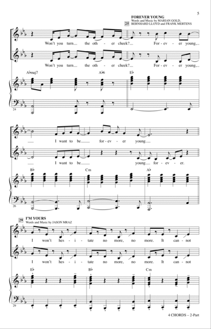 4 Chords (A Choral Medley) 2-Part scores gallery preview page 4