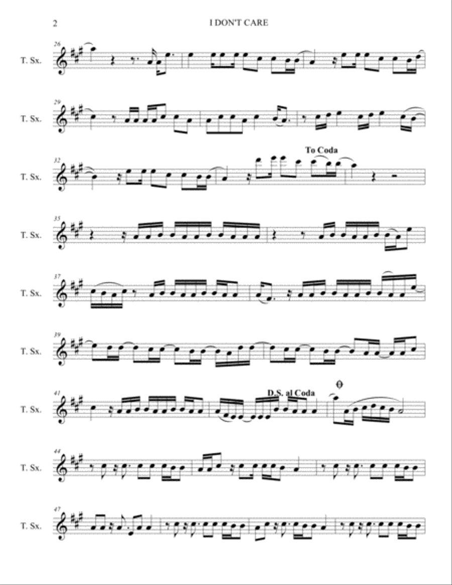 I Don't Care Tenor Saxophone scores gallery preview page 2