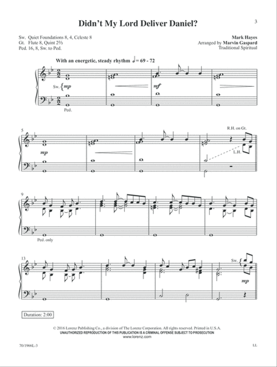 Mark Hayes: Spirituals for Organ (Digital Delivery) Organ scores gallery preview page 3