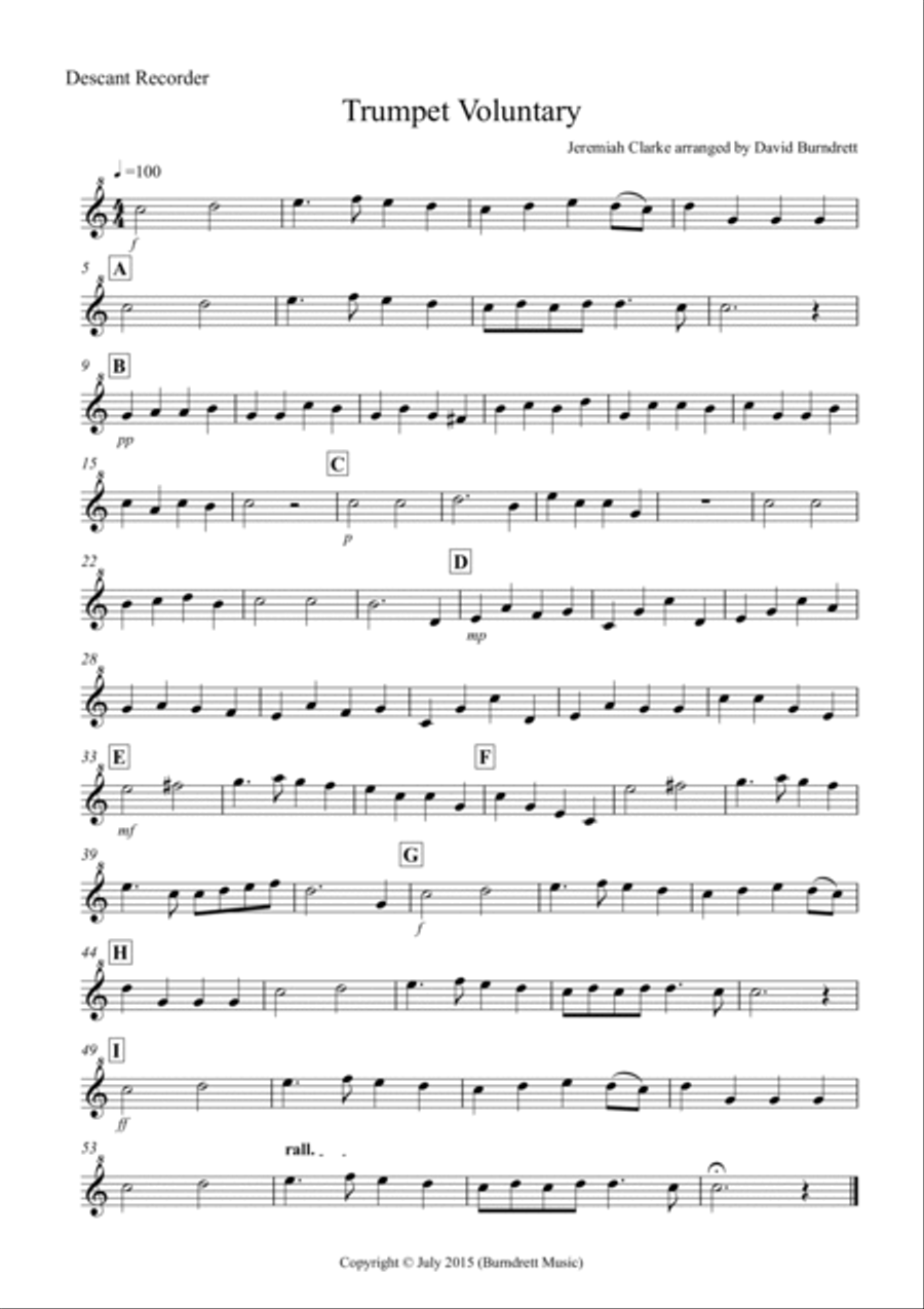 Trumpet Voluntary for Recorder Quartet Recorder scores gallery preview page 3