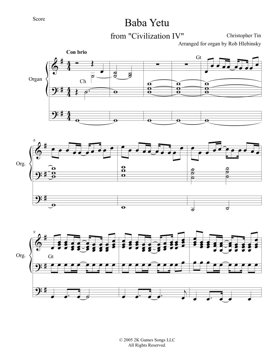 Baba Yetu Baba Yetu Organ Solo scores gallery preview page 1