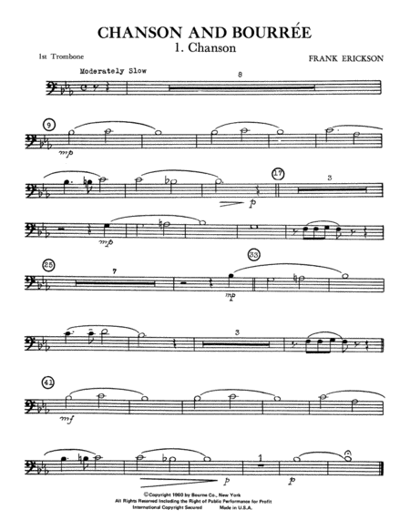 Chanson And Bourree - 1st Trombone