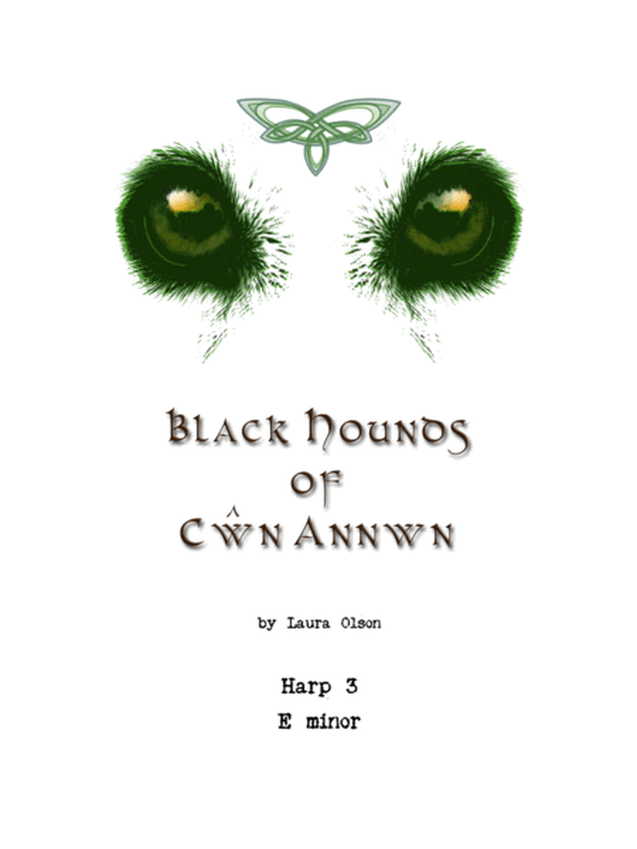 Black Hounds of Cŵn Annwn for Harp Ensemble (E minor)-Harp 3 part image number null