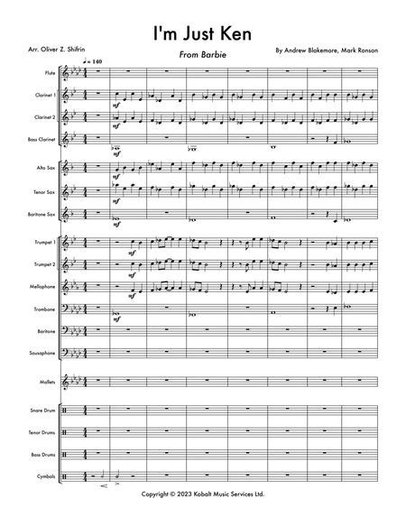 I'm Just Ken by Mark Ronson - Marching Band - Digital Sheet Music