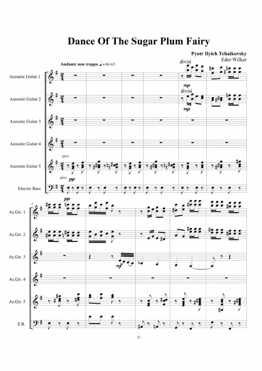 Dance of the Sugar Plum Fairy Guitar Ensemble scores gallery preview page 1