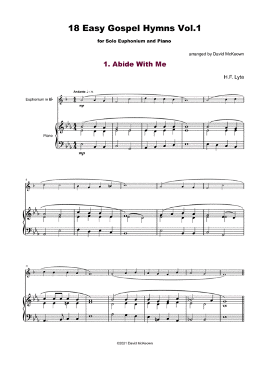 18 Gospel Hymns Vol.1 for Solo Euphonium and Piano Euphonium scores gallery preview page 2