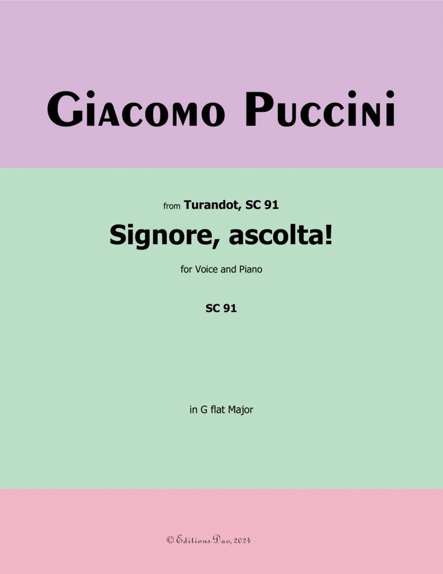 Signore,ascolta! by Puccini, in G flat Major Voice scores gallery preview page 1