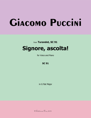 Book cover for Signore,ascolta! by Puccini, in G flat Major