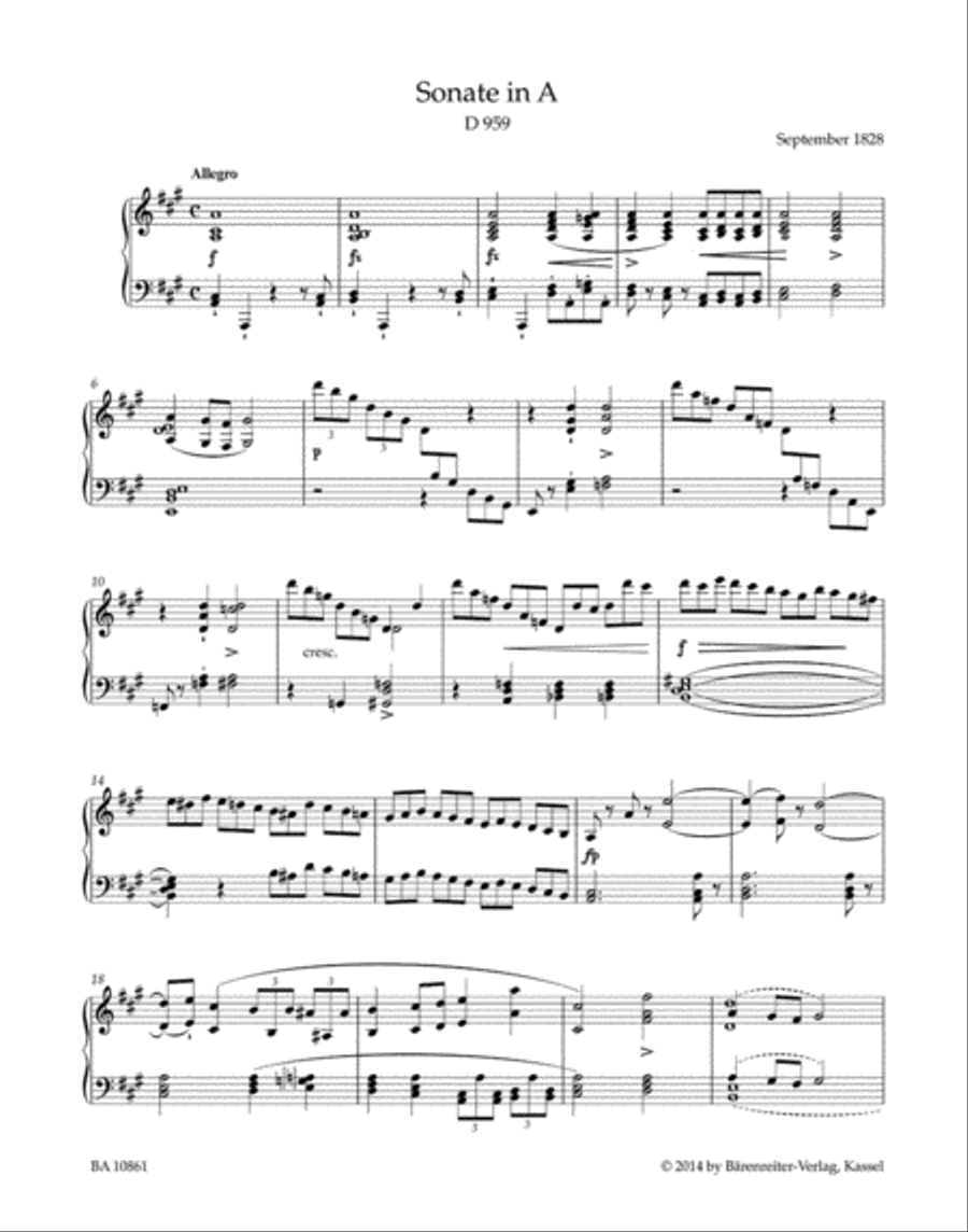Sonata for Piano in A major D 959 Piano Solo scores gallery preview page 2