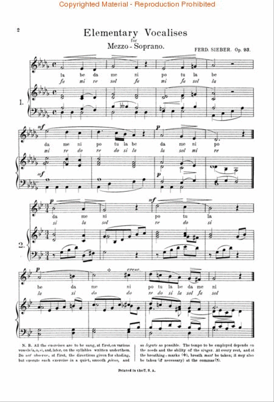 36 Eight-Measure Vocalises, Op. 93 Piano, Vocal scores gallery preview page 2