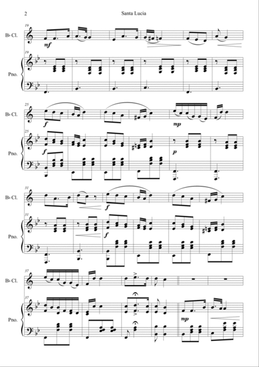 Santa Lucia Clarinet Solo scores gallery preview page 2