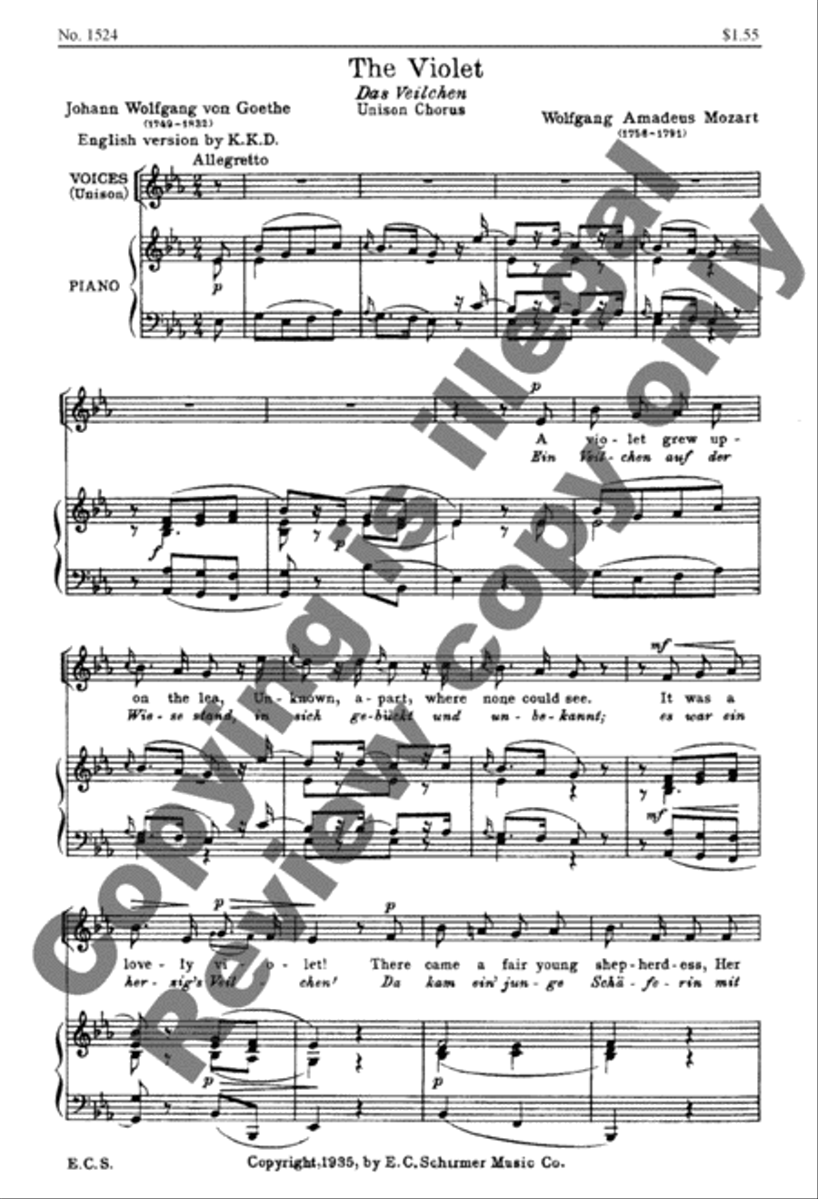 The Violet (Das Veilchen) Unison Choir scores gallery preview page 6