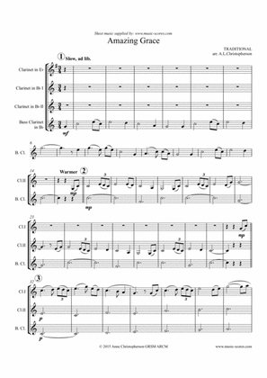 Amazing Grace - Eb Clarinet, 2 Bb Clarinets, Bass Clarinet