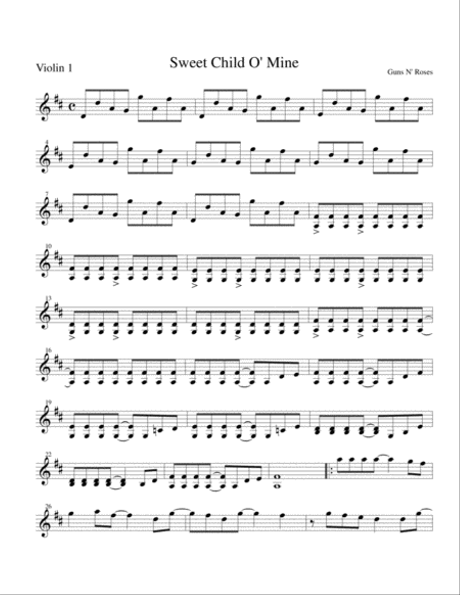 Sweet Child O' Mine Sweet Child O' Mine String Trio scores gallery preview page 1