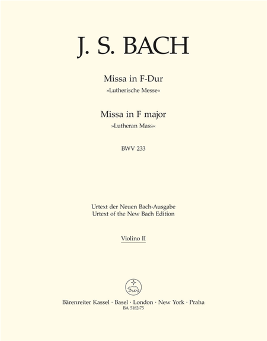 Mass F major BWV 233 'Lutheran Mass 1' Violin scores gallery preview page 1