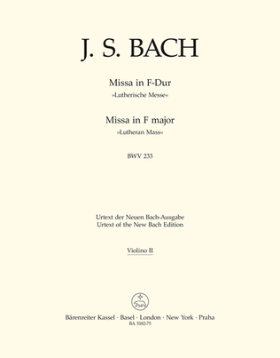 Book cover for Mass F major BWV 233 'Lutheran Mass 1'