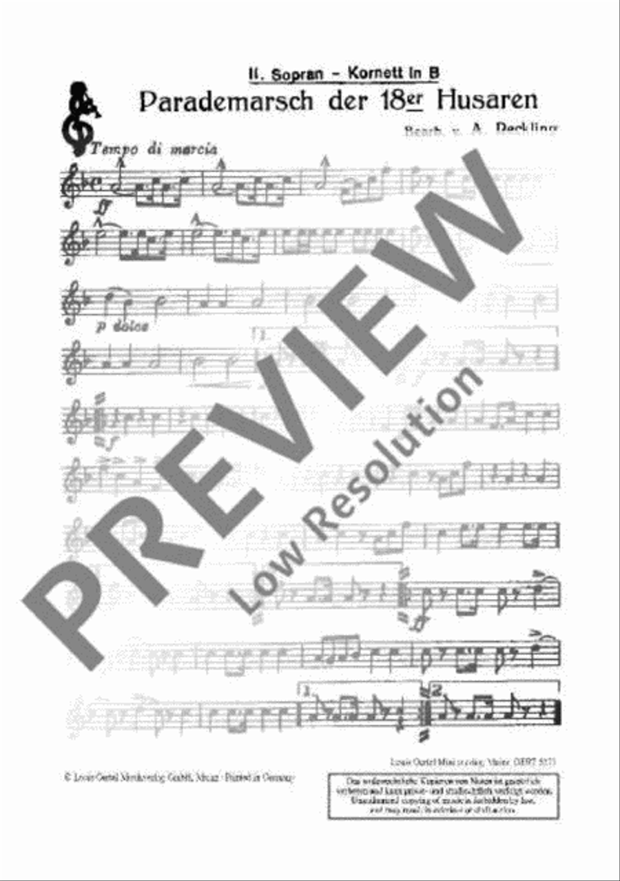 Parademarsch der 18er Husaren Concert Band scores gallery preview page 8