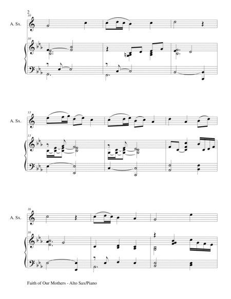 FAITH OF OUR MOTHERS (Duet – Alto Sax and Piano/Score and Parts) image number null