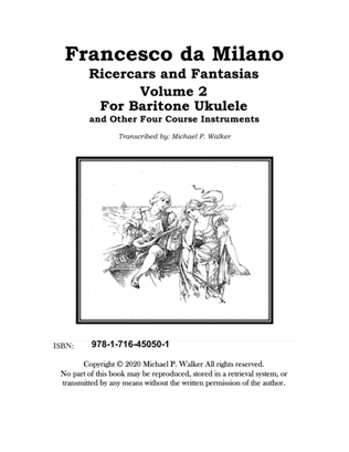 Francesco da Milano Ricercars and Fantasias Volume 2 For Baritoen Ukulele