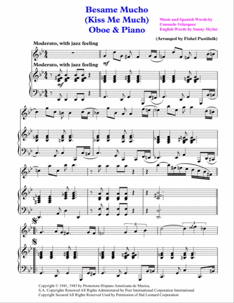 Besame Mucho (Kiss Me Much) Piano scores gallery preview page 2