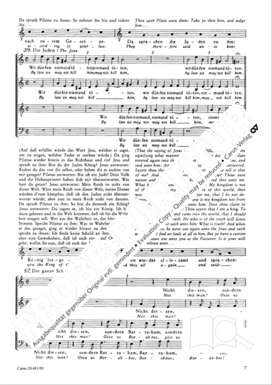 St. John Passion / The Passion of our Lord and Saviour Jesus Christ 4-Part scores gallery preview page 8
