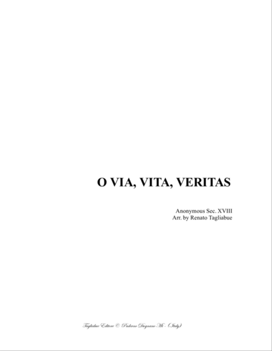 O VIA, VITA, VERITAS - Arr. for SATB Choir and Organ 4-Part scores gallery preview page 1