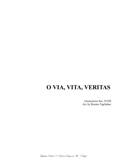 O VIA, VITA, VERITAS - Arr. for SATB Choir and Organ image number null