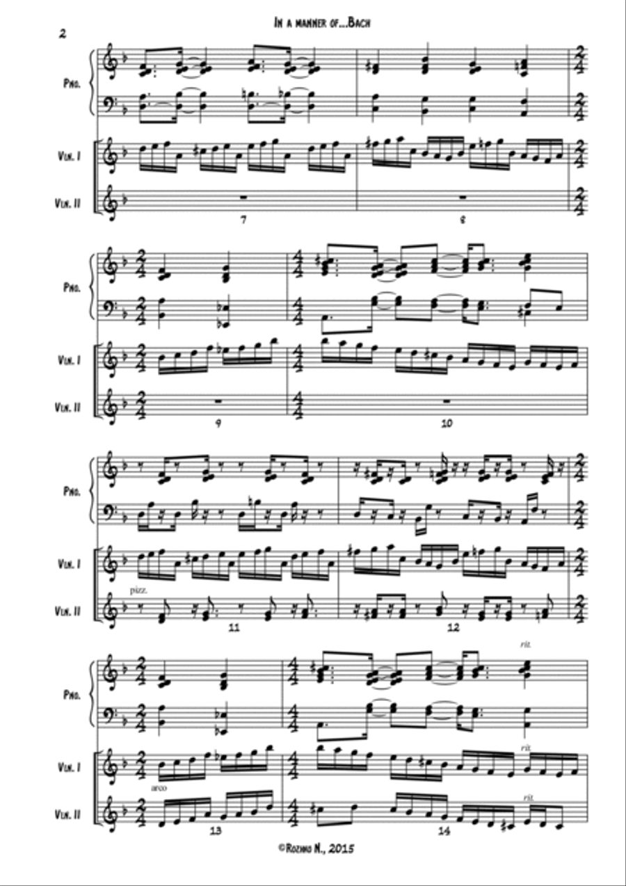 In a manner of ... Bach (for String Ensemble) Piano scores gallery preview page 3