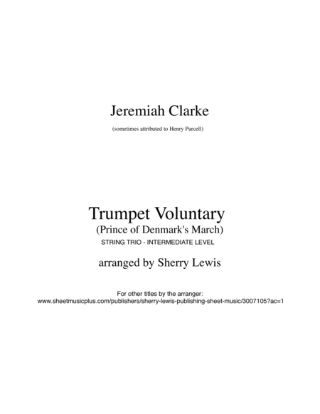 TRUMPET VOLUNTARY (The Prince of Denmark's March) Jeremiah Clarke String Trio, Intermediate Level f image number null