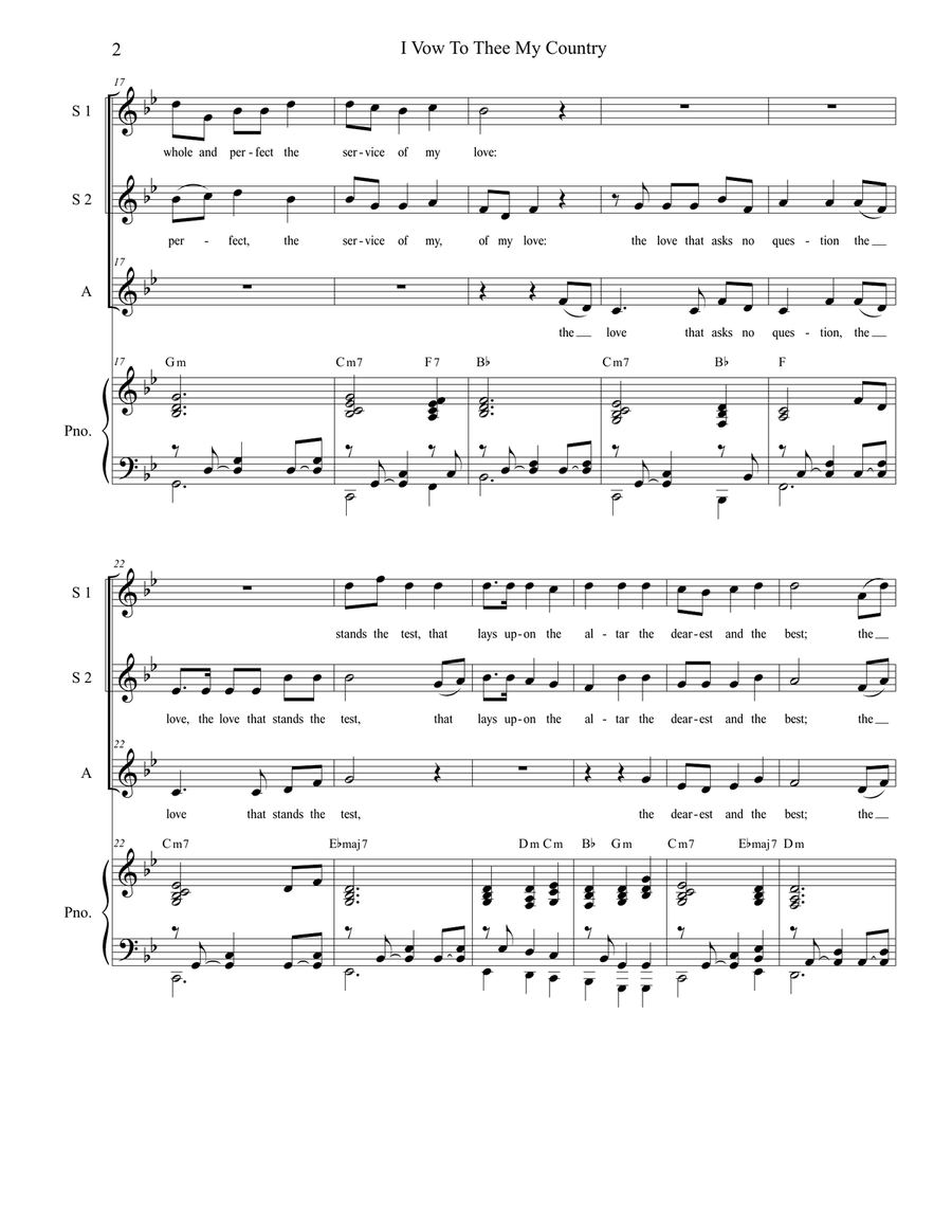 I Vow To Thee My Country (with 