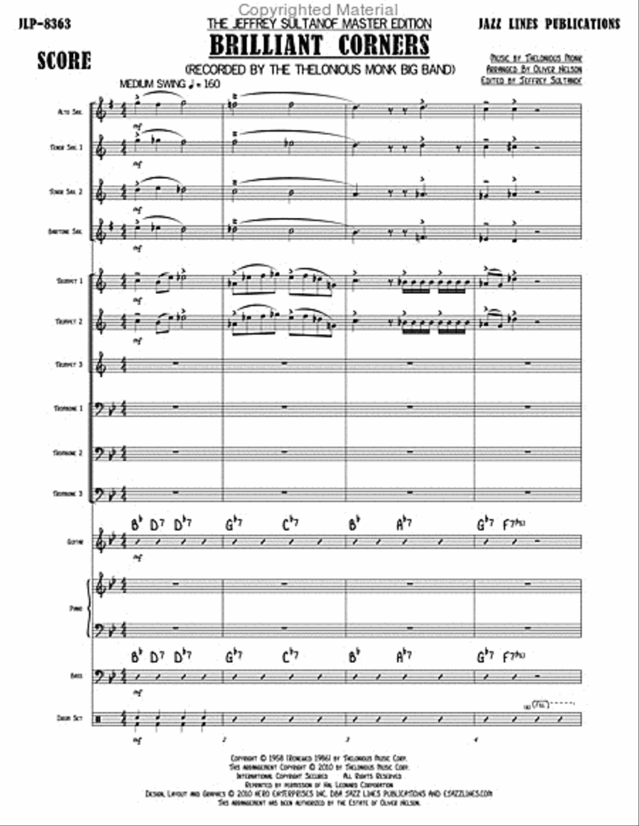 Brilliant Corners Big Band scores gallery preview page 4