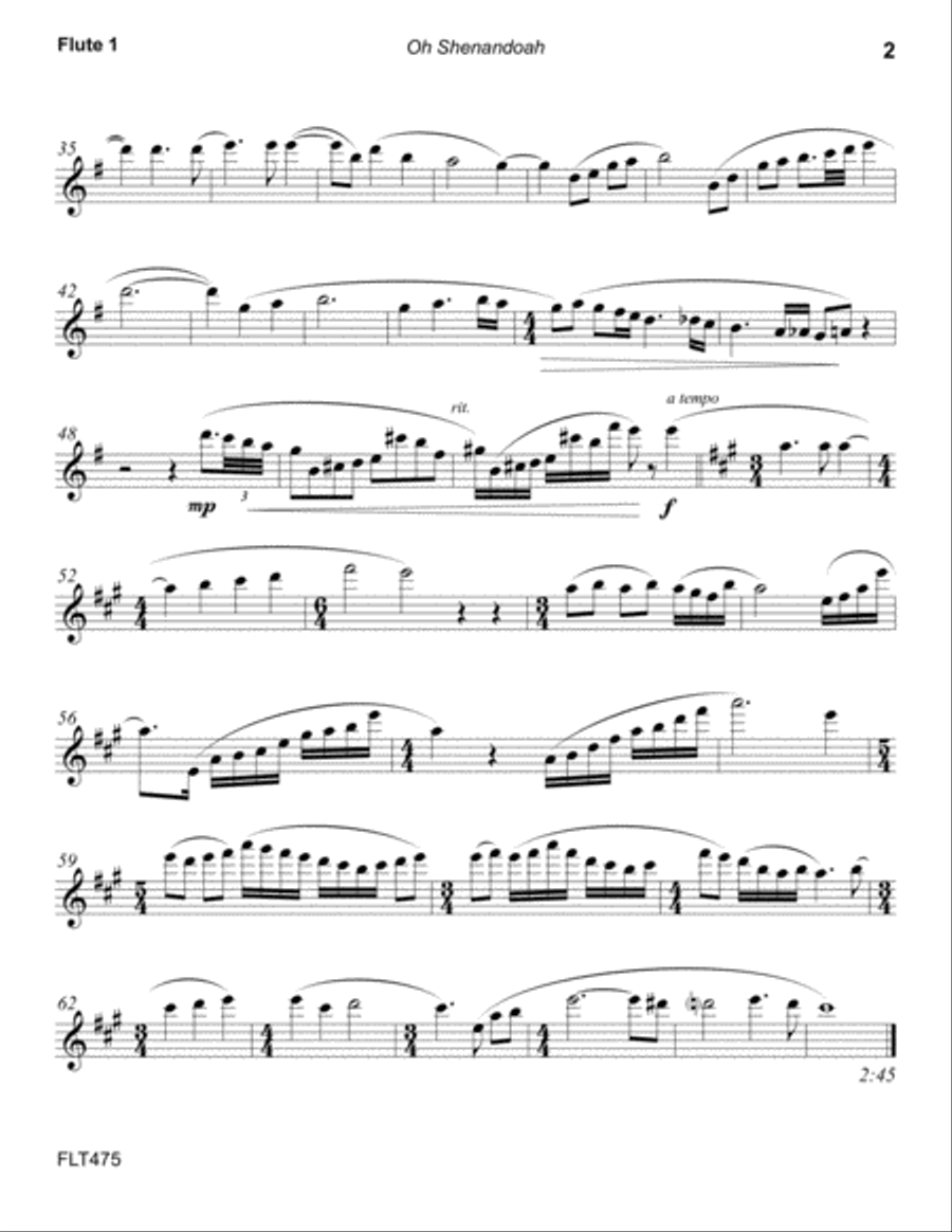 OH SHENANDOAH - FLUTE TRIO (unaccompanied) Flute Trio scores gallery preview page 5