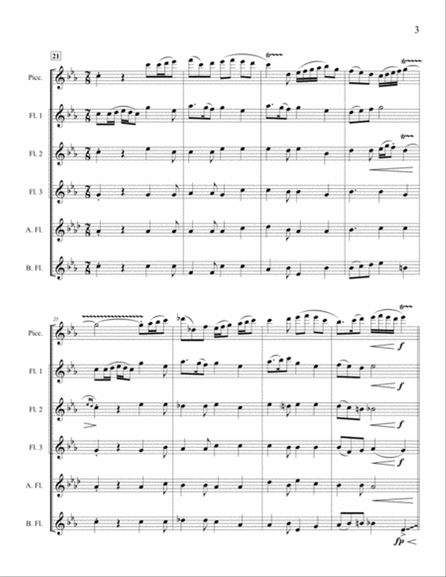 Three Miniatures for Flute Choir Flute Choir scores gallery preview page 3