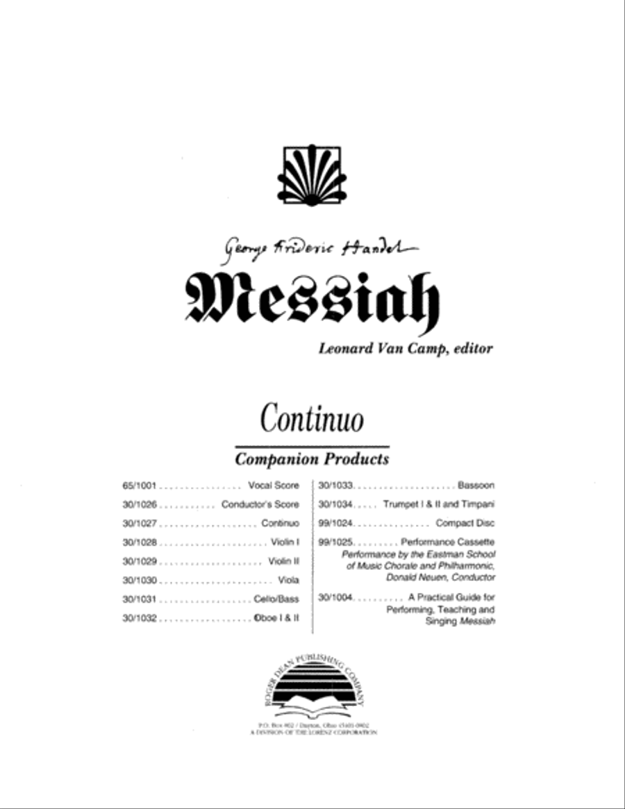 Messiah - Continuo Basso Continuo scores gallery preview page 3