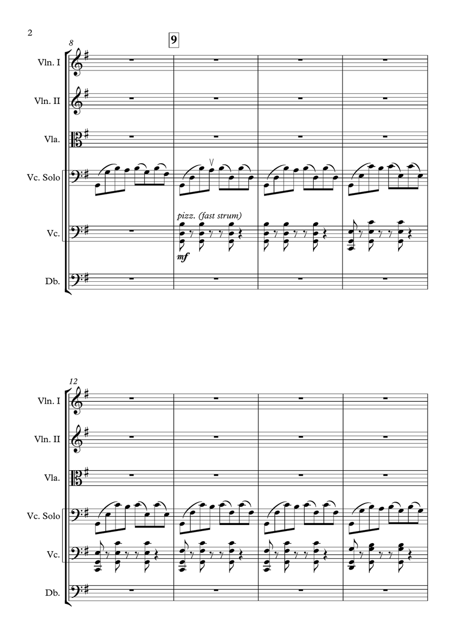 Unaccompanied Cello Suite No. 1: Prelude (Famous Cello Song) [String Orchestra] String Orchestra scores gallery preview page 2