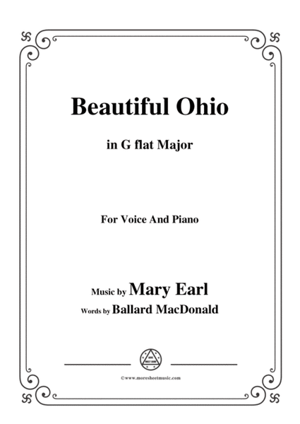 Mary Earl-Beautiful Ohio,in G flat Major,for Voice and Piano image number null