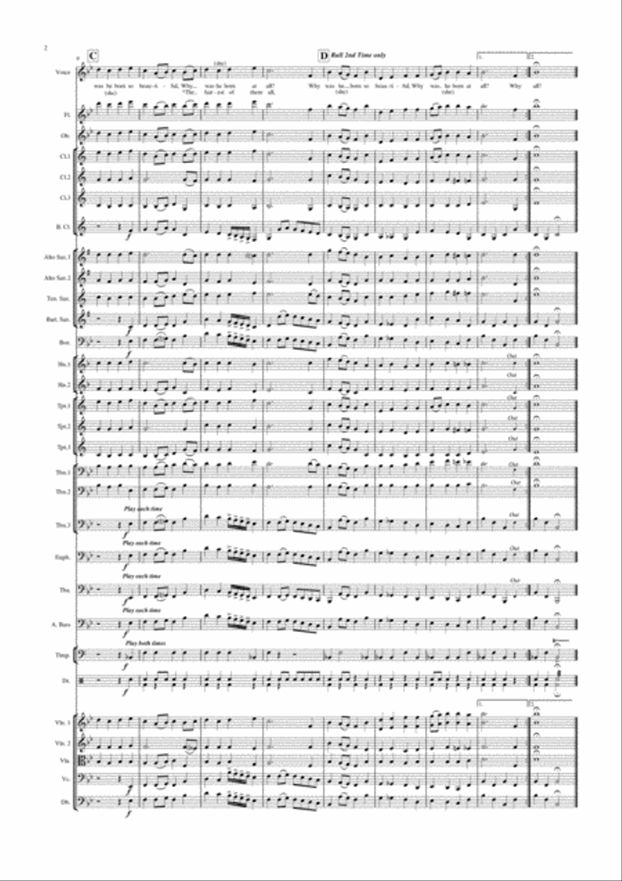 Why Was He (She) Born So Beautiful - Concert Band - Orchestra Score and Parts PDF Concert Band scores gallery preview page 3