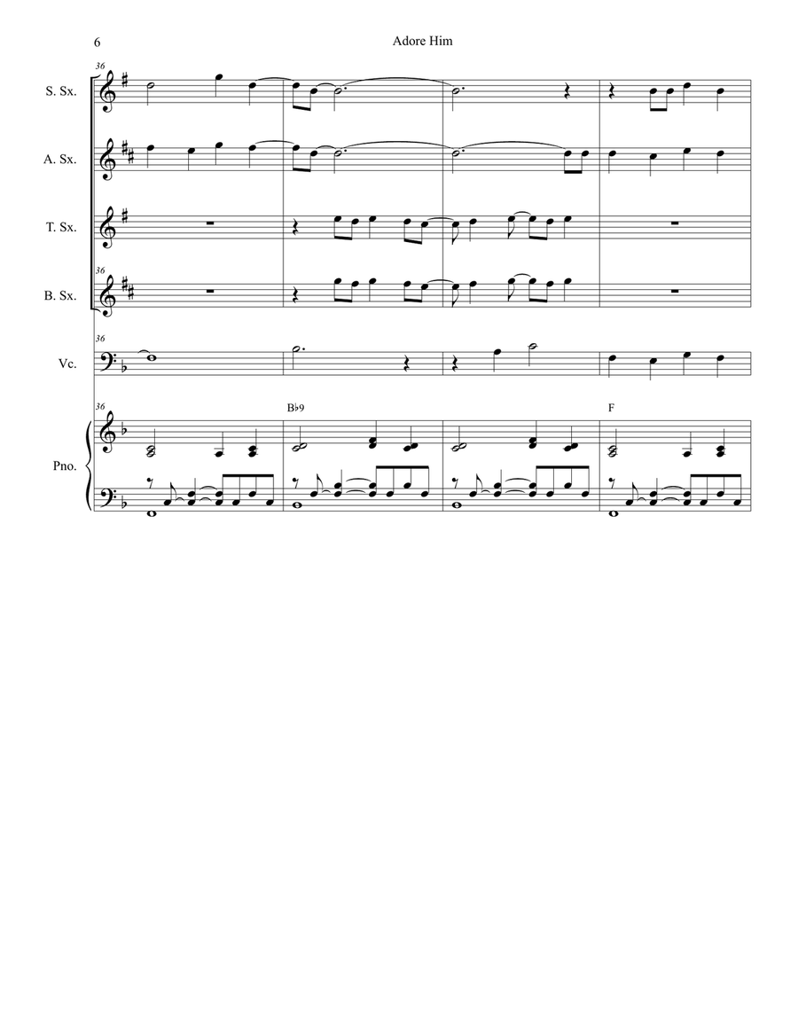 Adore Him Adore Him Saxophone Quartet scores gallery preview page 6