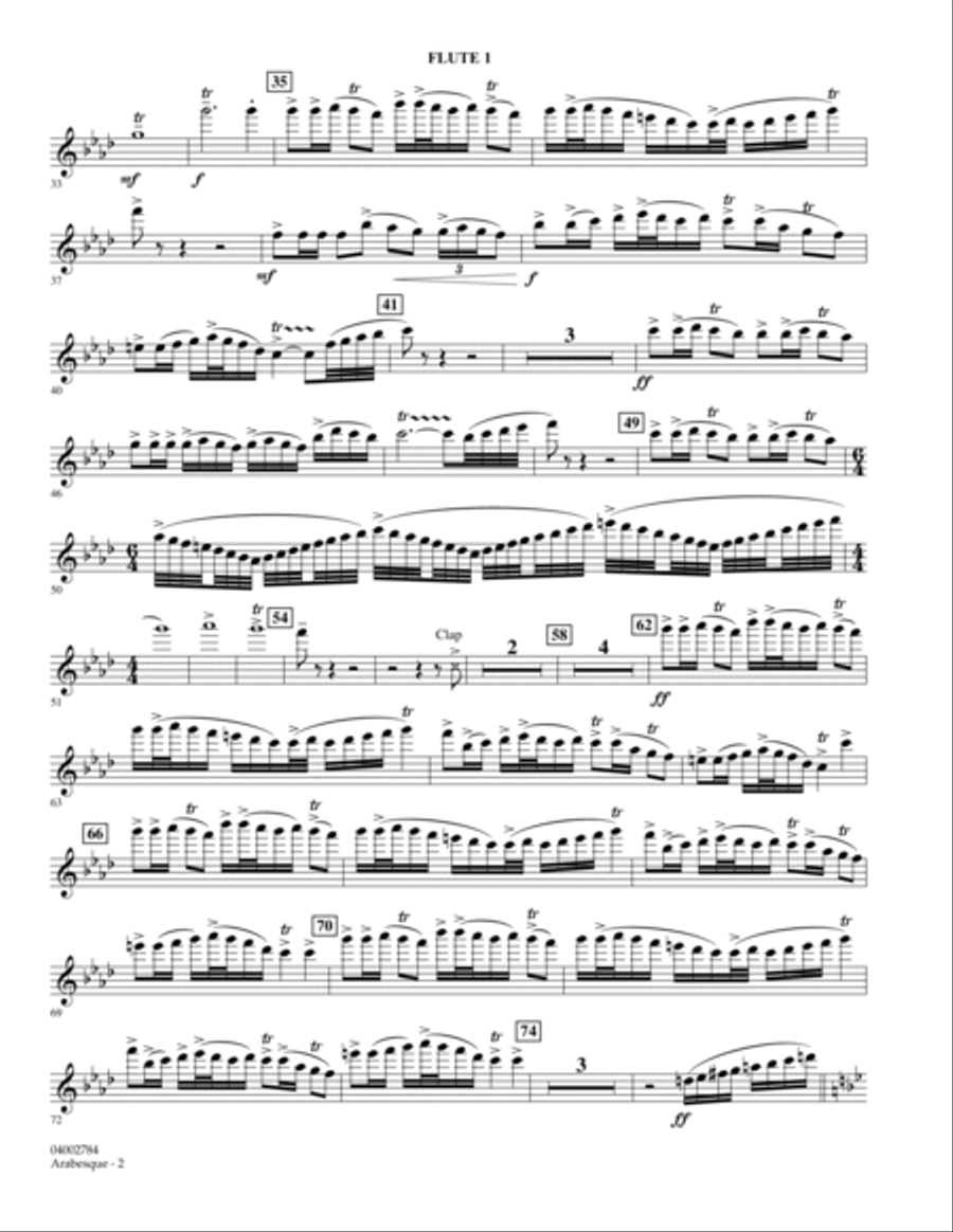 Arabesque - Flute 1 Concert Band scores gallery preview page 2