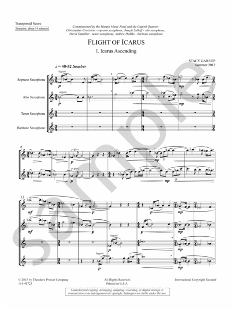Flight of Icarus Saxophone Quartet scores gallery preview page 3