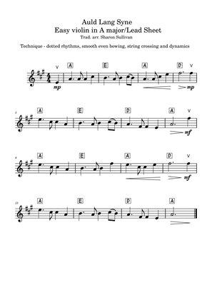 Auld Lang Syne- Easy violin/ lead sheet