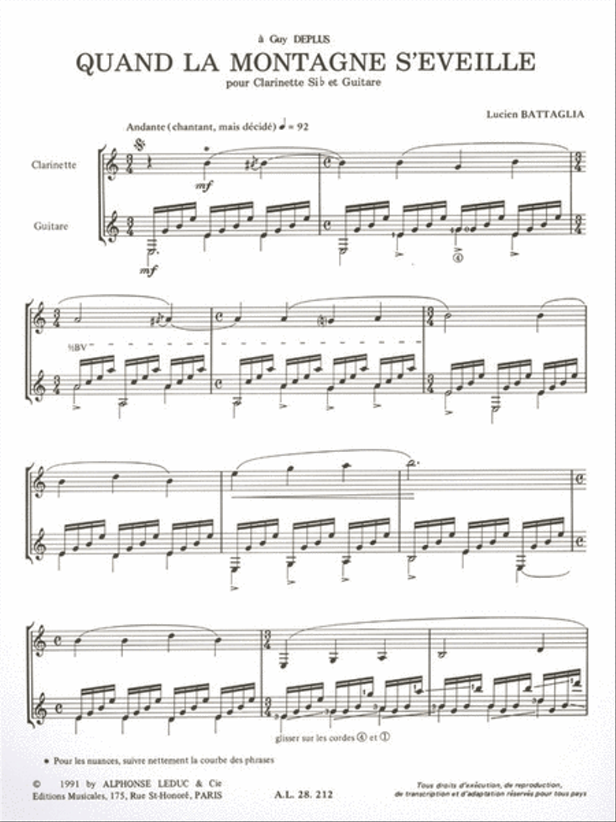Quand La Montagne S'eveille (clarinet & Other Instruments) Clarinet Solo scores gallery preview page 2