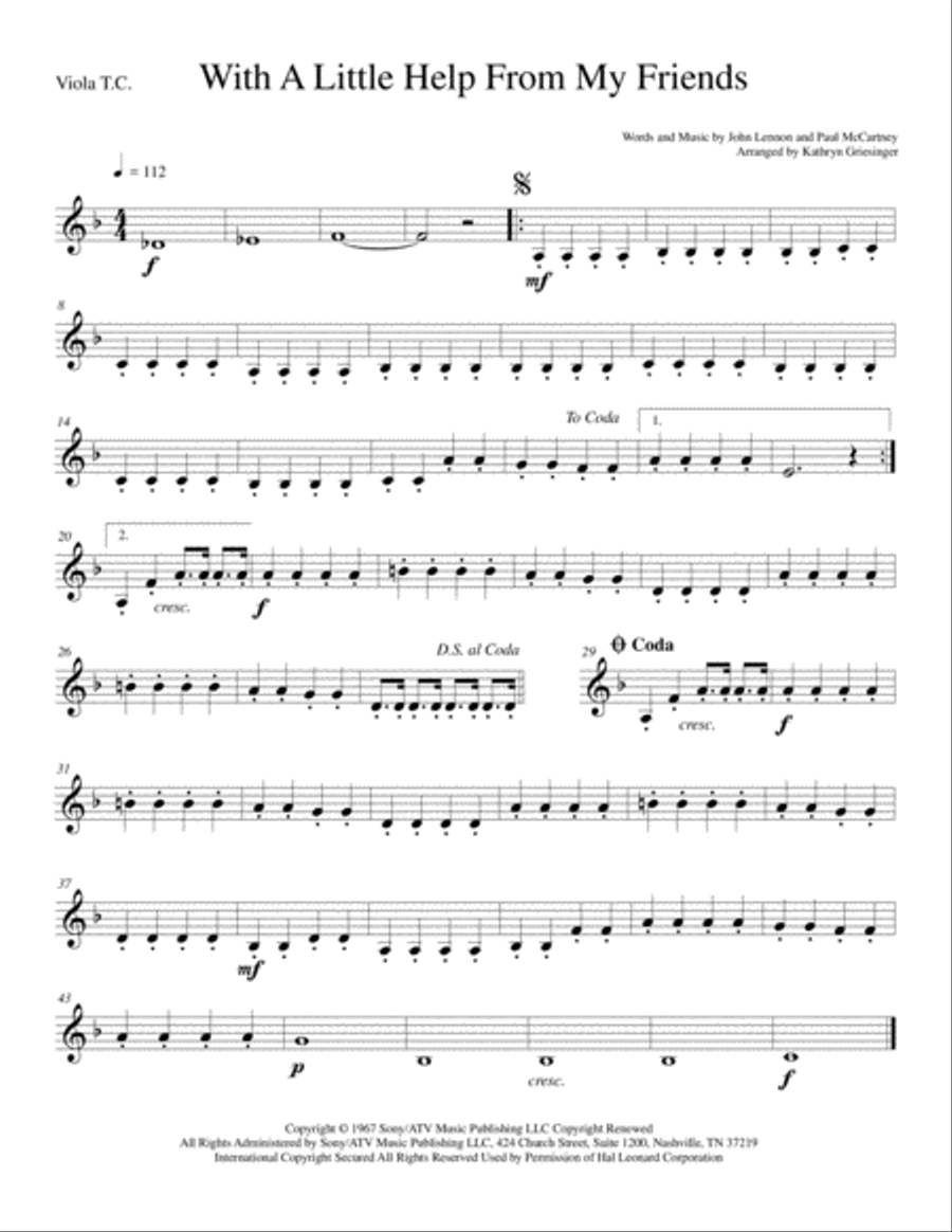 With A Little Help From My Friends String Quartet scores gallery preview page 4