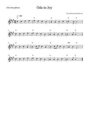 Ode to Joy - Alto Sax Easy
